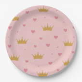 Pink & Gold Princess Pattern Paper Plate Pappteller (Vorderseite)