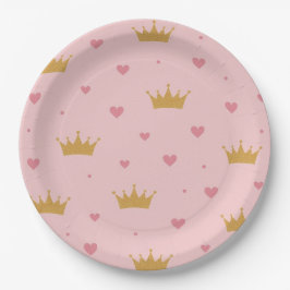 Pink & Gold Princess Pattern Paper Plate Pappteller