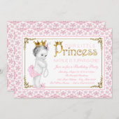 Pink Gold Princess Pearl Erster Geburtstag Einladung (Vorne/Hinten)