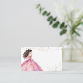 Pink Gold Princess Quinceañera Begleitkarte (Stehend Vorderseite)