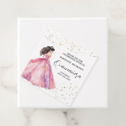 Pink Gold Princess Quinceañera Geschenkanhänger (Beispiel)