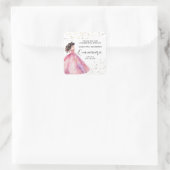 Pink Gold Princess Quinceañera Quadratischer Aufkleber (Tasche)