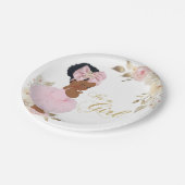 Pink Gold Princess Tutu Baby Shower Paper Plate Pappteller (Schrägansicht)