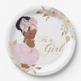 Pink Gold Princess Tutu Baby Shower Paper Plate Pappteller