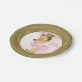 Pink Gold Princess Vintag Baby Girl Dusche Party Pappteller (Schrägansicht)