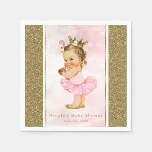 Pink Gold Princess Vintag Baby Girl Dusche Party Serviette