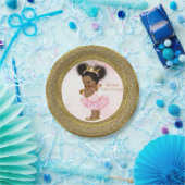 Pink Gold Princess Vintag Black Baby Girl Dusche Pappteller (Party)