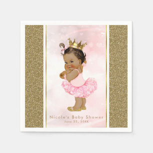 Pink Gold Princess Vintage Baby Girl Shower Party Serviette