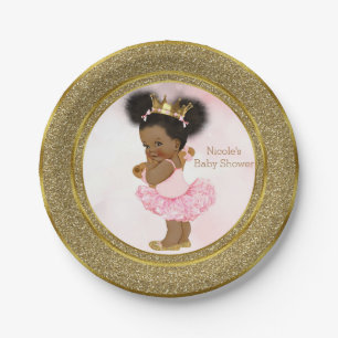 Pink Gold Princess Vintage Schwarze Babyparty für Pappteller