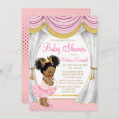 Pink Gold Princess Vorhänge Kinderdusche Einladung (Vorne/Hinten)