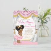 Pink Gold Princess Vorhänge Kinderdusche Einladung (Stehend Vorderseite)