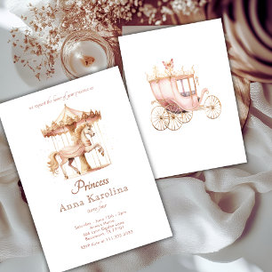 Pink Gold Prinzessin Karussell Märchen Geburtstag Einladung
