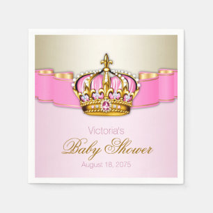 Pink Gold Prinzessin Krone Baby Shower Serviette