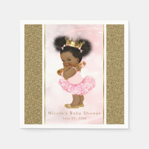 Pink Gold Prinzessin Vintage Schwarz Baby Mädchen Serviette