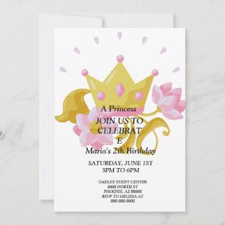 Pink & Gold Prinzessinnen-Geburtstagseinladung. Einladung