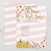 Pink Gold Pumpkin Baby Dusche schätzt den Preis Einladung (Vorne/Hinten)