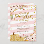 Pink Gold Pumpkin Babydusche Einladung (Vorne/Hinten)