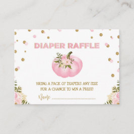 Pink Gold Pumpkin Diaper Raffle Bläserner Herbstmä Begleitkarte