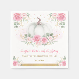 Pink Gold Pumpkin Herbst BläsernBaby Dusche Serviette