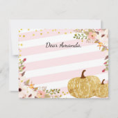 Pink Gold Pumpkin Time Kapsel Gästebuch Mitteilungskarte (Vorderseite)