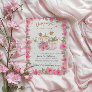 Pink Gold Pumpkin Virtual Baby Dusche Einladung