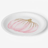 Pink Gold Pumpkins Fall Party Erntedank Pappteller (Schrägansicht)