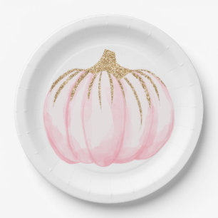 Pink Gold Pumpkins Fall Party Erntedank Pappteller