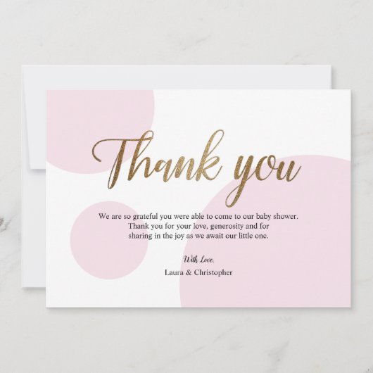 Pink Gold Punkt Baby Dusche Vielen Dank Einladung (Vorderseite)