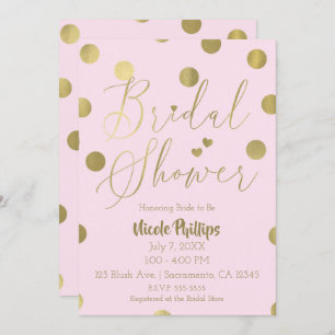 Pink & Gold Punkte Modernes Glam Brautparty Einladung