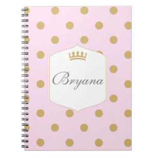 Pink & Gold Punkte Royal Crown Princess Notizbuch Notizblock