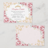 Pink Gold Quinceanera Reception Details Begleitkarte (Vorne/Hinten)