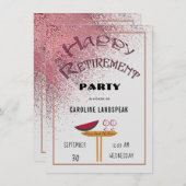 Pink Gold Rain Happy Rending Party Einladung (Vorne/Hinten)