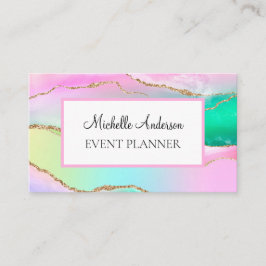 Pink Gold Rainbow Agate Visitenkarte