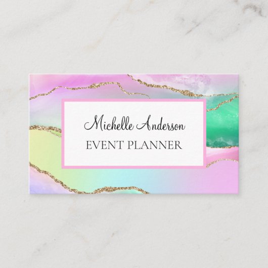 Pink Gold Rainbow Agate Visitenkarte (Vorderseite)