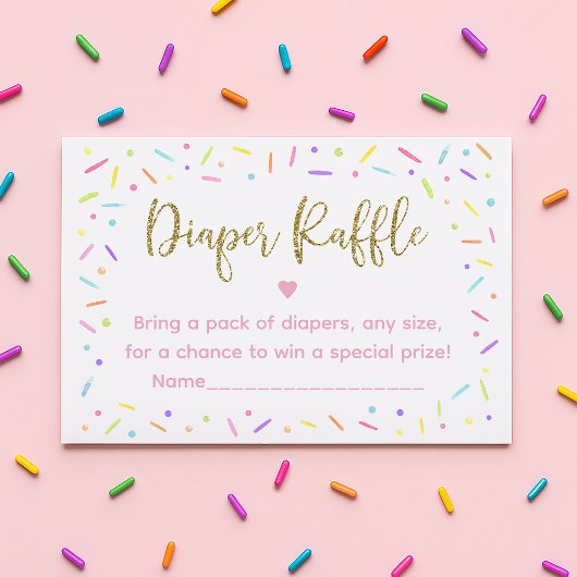 Pink Gold Rainbow Baby Sprinkle Diaper Raffel Begleitkarte