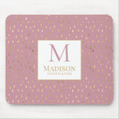 Pink Gold Raindrop Modernes Trendmonogramm Mousepad (Vorne)