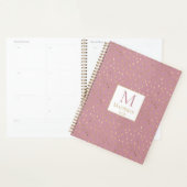Pink Gold Raindrop Modernes Trendmonogramm Planer (Anzeige)