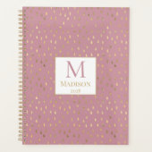 Pink Gold Raindrop Modernes Trendmonogramm Planer (Vorderseite)