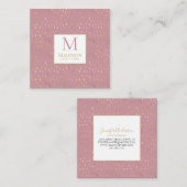 Pink Gold Raindrop Modernes Trendmonogramm Quadratische Visitenkarte (Vorne/Hinten)