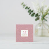 Pink Gold Raindrop Modernes Trendmonogramm Quadratische Visitenkarte (Stehend Vorderseite)