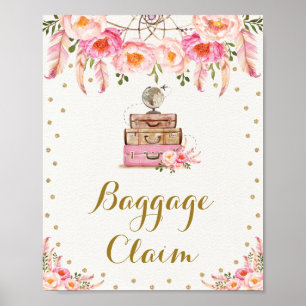 Pink Gold Reise Miss zu Mrs Floral Gepäckausgabe Poster