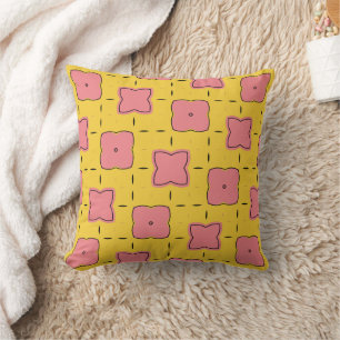Pink & Gold Retro Mod Pattern Kissen