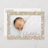 Pink & Gold Retro Muster Foto Postkarte (Vorne/Hinten)