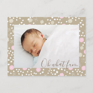 Pink & Gold Retro Muster Foto Postkarte