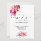 Pink & Gold Rose Aquarellsippe und sehen Einladung (Vorderseite)