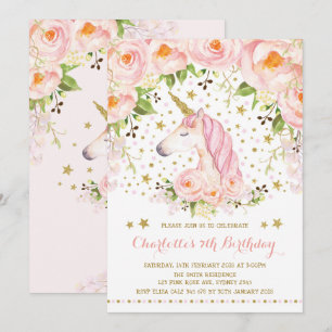 Pink Gold Rose Blumenzwiebeln Geburtstagsparty Einladung