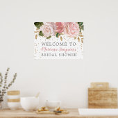 Pink Gold Rose Brautparty Begrüßungszeichen Poster (Küche)