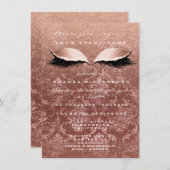 Pink Gold Rose Damask Eyes Glitzer 16. Bridal Einladung (Vorne/Hinten)