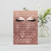 Pink Gold Rose Damask Eyes Glitzer 16. Bridal Einladung (Stehend Vorderseite)