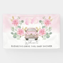 Pink Gold Rose Drive by Baby Dusche Begrüßungsgart Banner